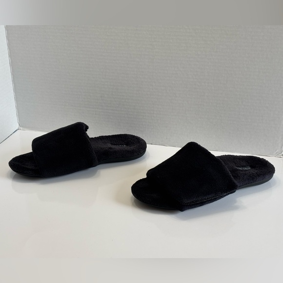 Vionic Dream Cozy Women's 8 Black Faux Fur Slide Slippers Adjustable Comfy Flats - Picture 14 of 16